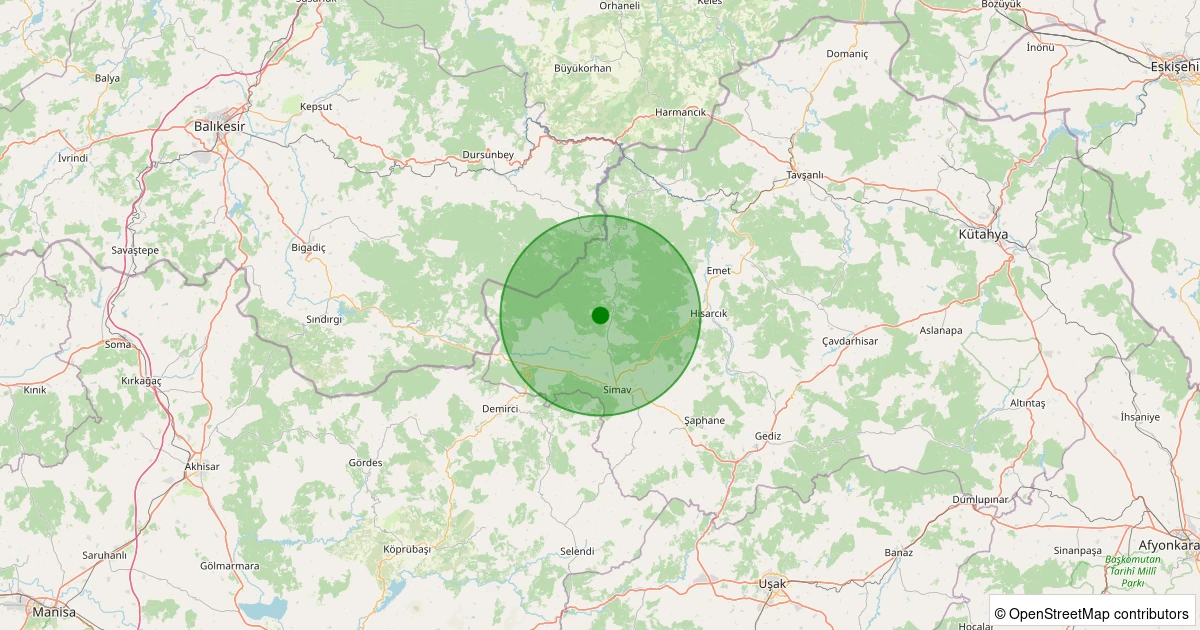 03 Aralık 2025 saat 09:19 - Simav - Yeniler Köyü - 1.40ml depreminin harita gösterimi