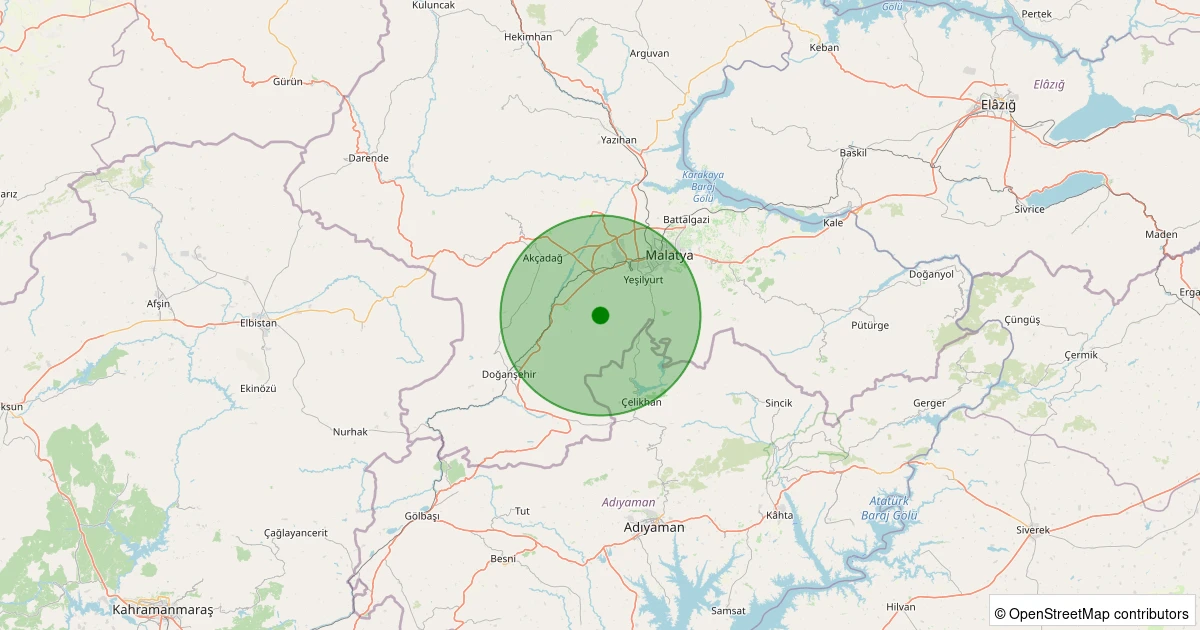 03 Aralık 2025 saat 09:32 - Yeşilyurt - Cafana - 1.70ML depreminin harita gösterimi