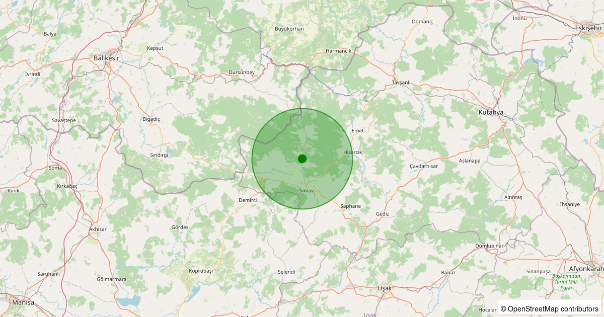 03 Aralık 2025 saat 10:45 - Simav - Hamzabey - 1.50ml depreminin harita gösterimi