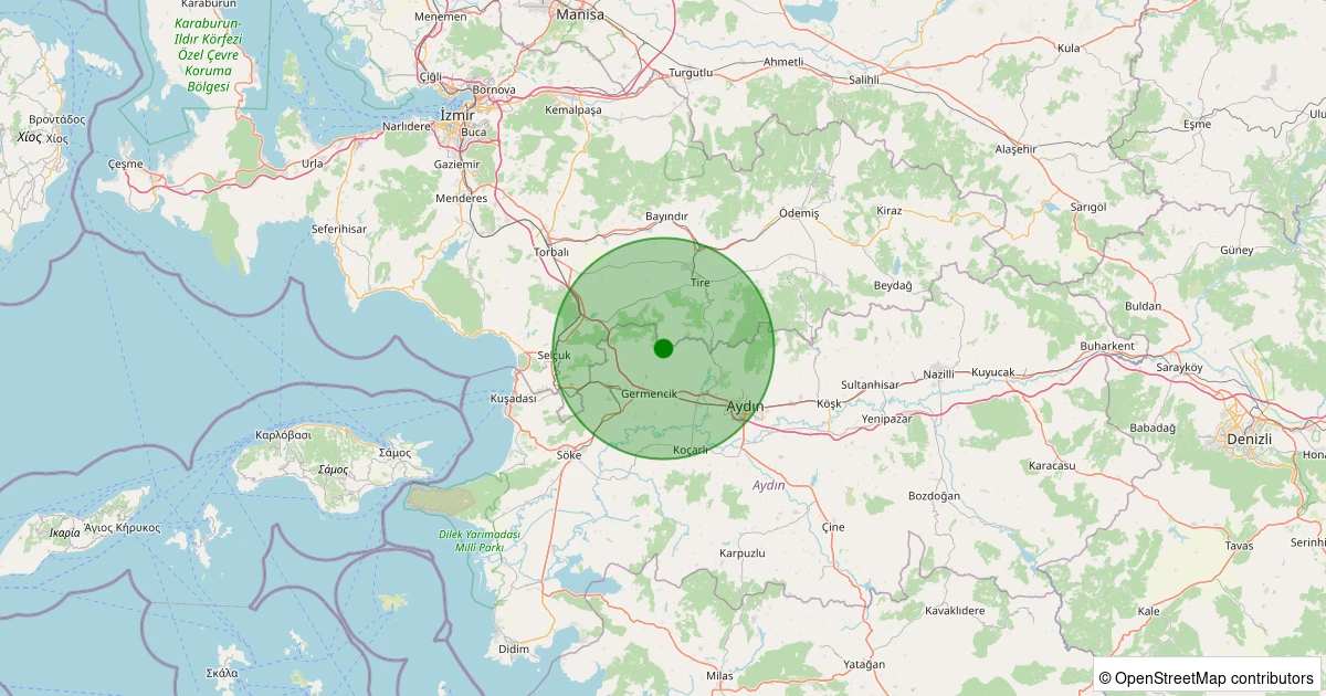 03 Aralık 2025 saat 10:48 - Germencik - Bozköy - 1.10ML depreminin harita gösterimi