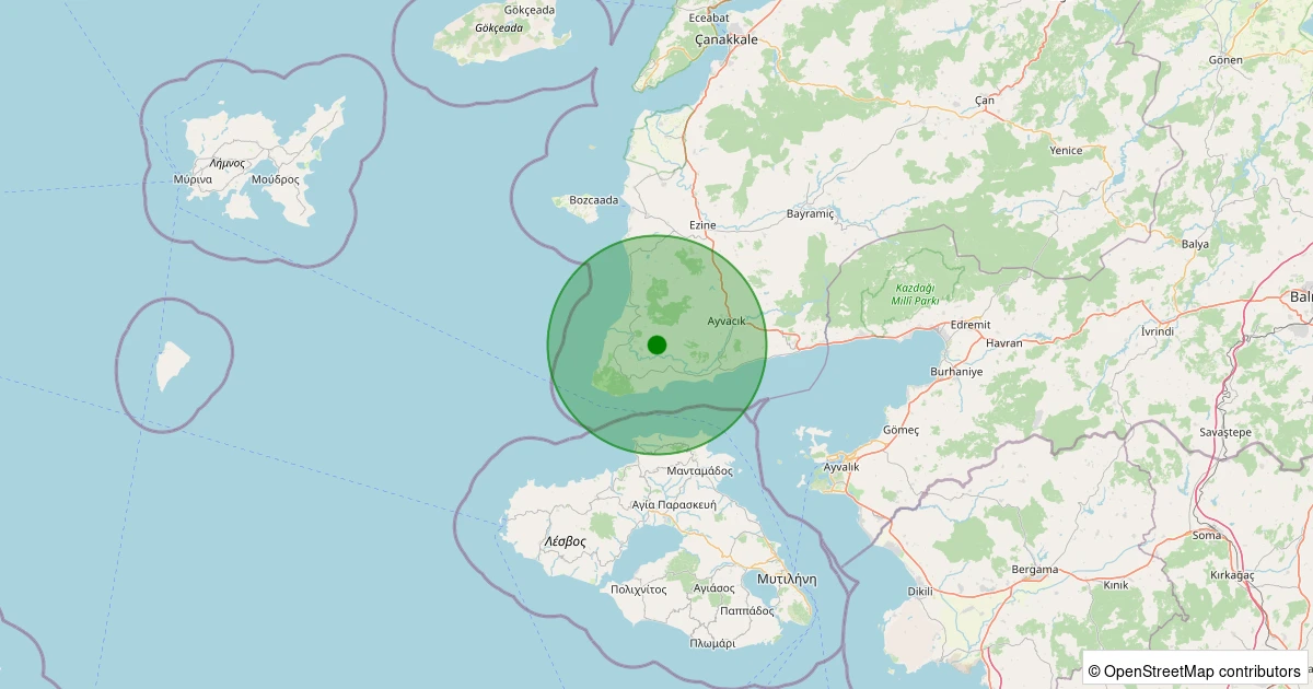 03 Aralık 2025 saat 11:31 - Ayvacık - Çamkalabak Köyü - 1.30ml depreminin harita gösterimi