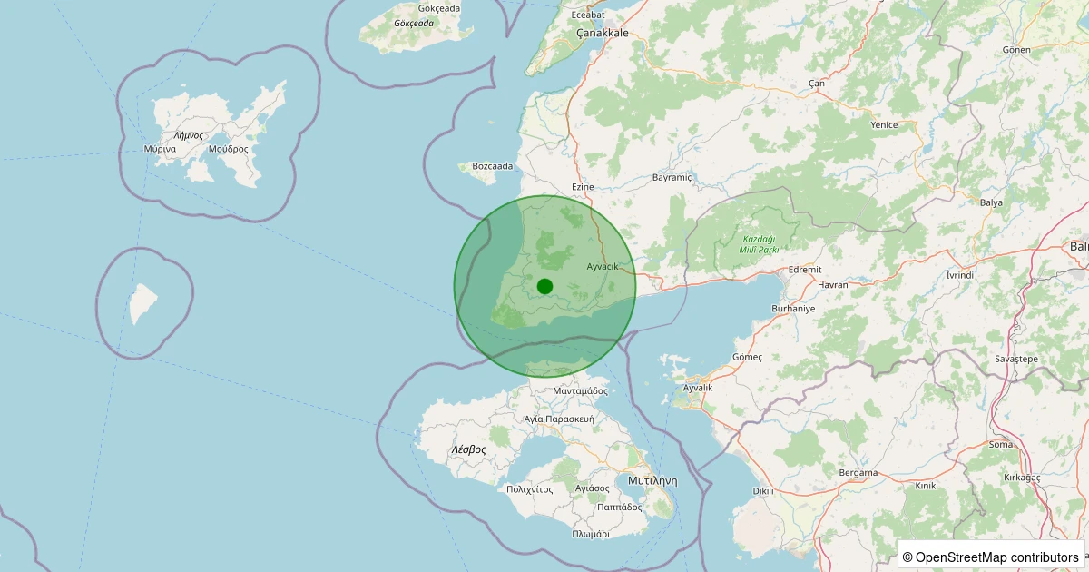 03 Aralık 2025 saat 11:31 - Ayvacık - Tabaklar Köyü - 1.20ML depreminin harita gösterimi