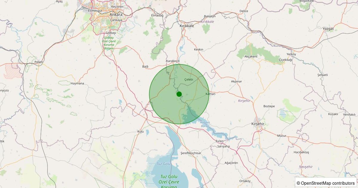 03 Aralık 2025 saat 12:07 - Bala - 1.40ML depreminin harita gösterimi