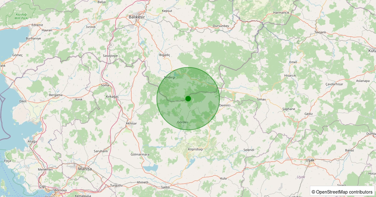 03 Aralık 2025 saat 11:26 - Gördes - Kobaklar - 1.00ML depreminin harita gösterimi