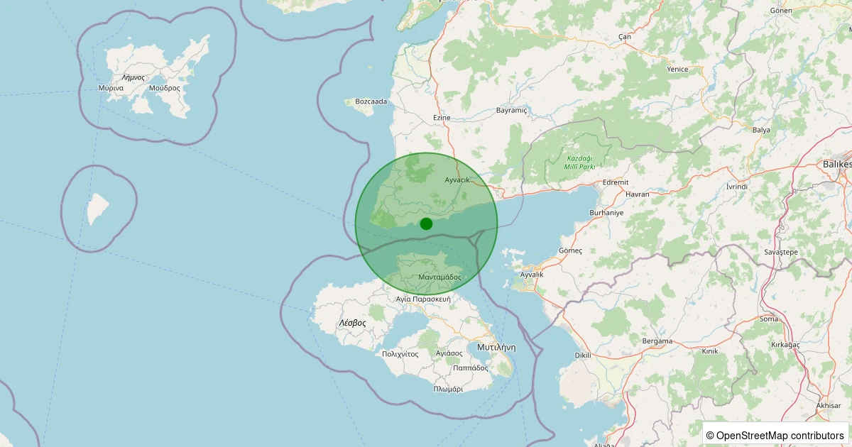 03 Aralık 2025 saat 12:19 - EDREMIT - 2.10ml depreminin harita gösterimi