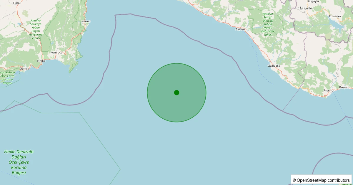 03 Aralık 2025 saat 12:37 - AKDENIZ - 1.90ml depreminin harita gösterimi