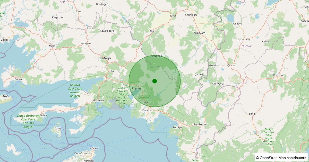 03 Aralık 2025 saat 11:49 - Köyceğiz - Çayhisar - 1.40ml depreminin harita gösterimi