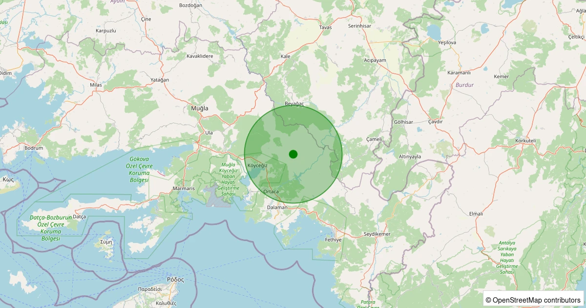 03 Aralık 2025 saat 11:49 - Köyceğiz - Sazak - 1.40ML depreminin harita gösterimi