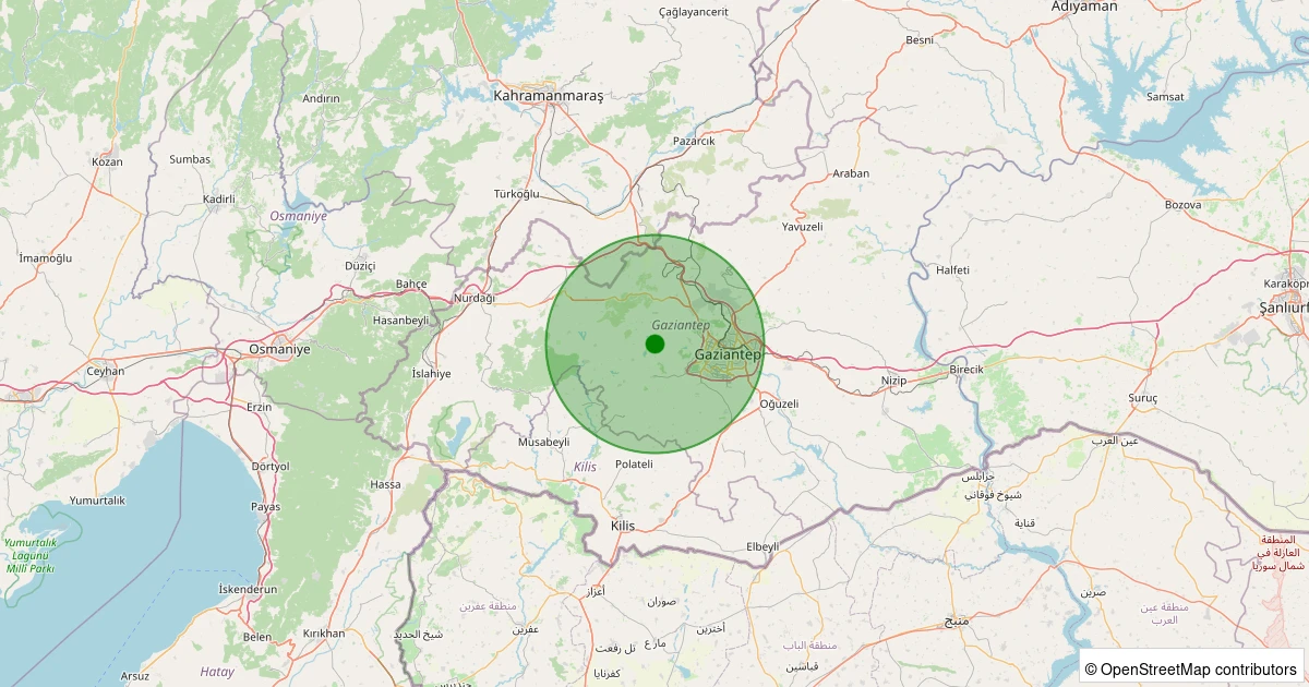 03 Aralık 2025 saat 11:45 - Şahinbey - Çakal - 1.90ml depreminin harita gösterimi