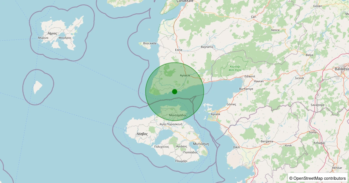 03 Aralık 2025 saat 12:19 - Ege Denizi - [02.78 km] Ayvacık (Çanakkale) - 1.90ML depreminin harita gösterimi