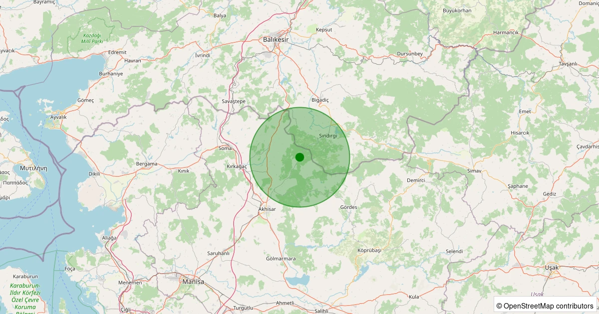 03 Aralık 2025 saat 14:37 - Akhisar - 1.20ML depreminin harita gösterimi