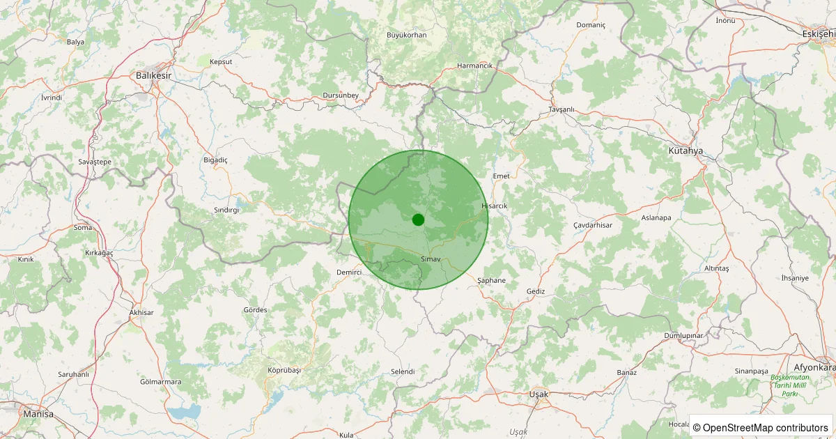 13 Ekim 2025 saat 02:40 - Simav - Hamzabey - 1.20ml depreminin harita gösterimi