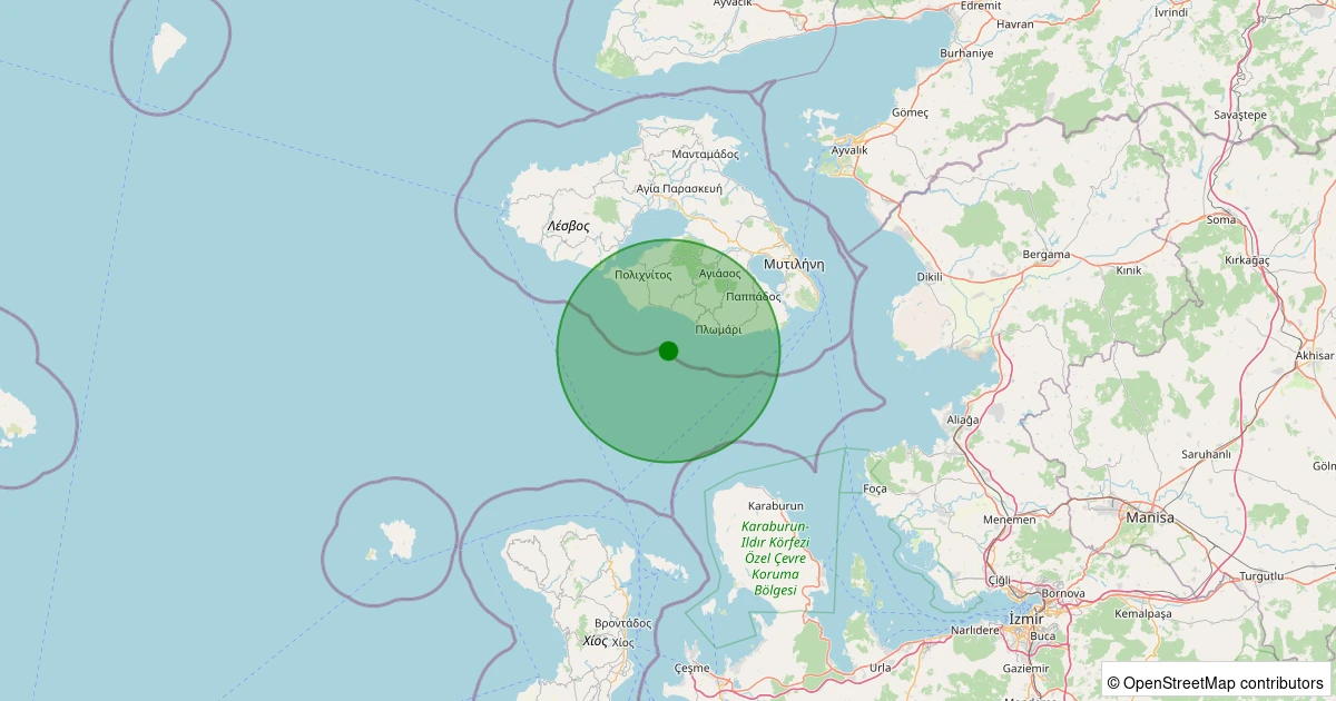 03 Aralık 2025 saat 16:00 - Ege Denizi - [33.54 km] Karaburun (İzmir) - 1.40ML depreminin harita gösterimi
