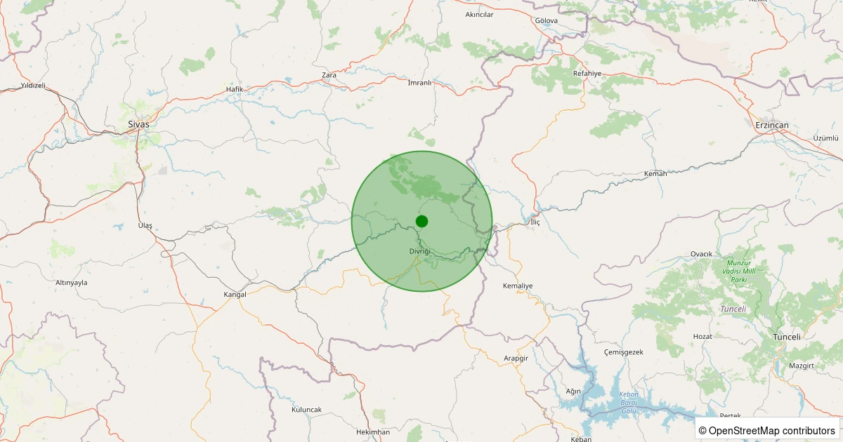 03 Aralık 2025 saat 16:01 - Divriği - Kayacık - 1.00ML depreminin harita gösterimi