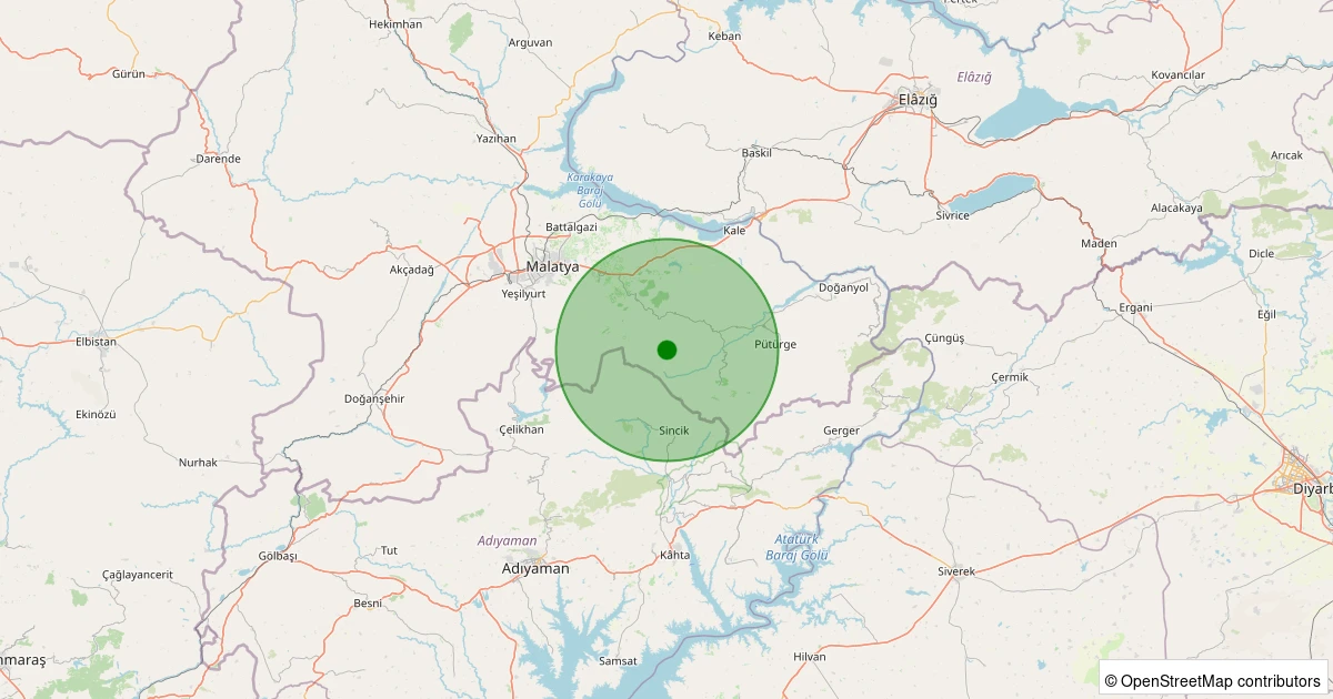 03 Aralık 2025 saat 16:57 - Battalgazi - Yaygın Köyü - 1.00ml depreminin harita gösterimi