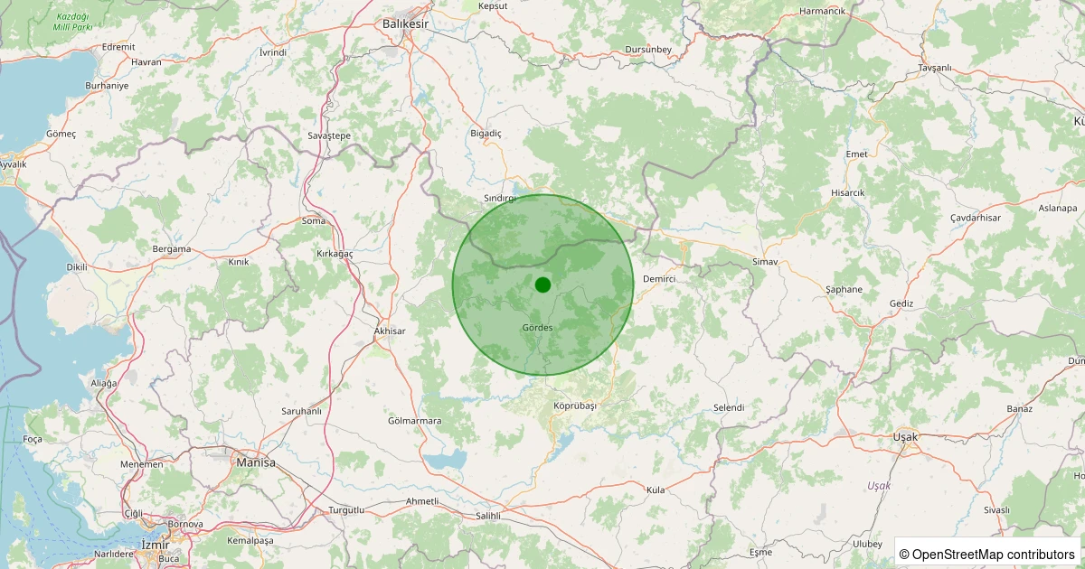 03 Aralık 2025 saat 20:45 - Gördes - 1.50ML depreminin harita gösterimi