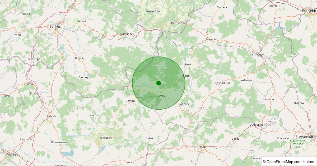 03 Aralık 2025 saat 21:18 - Simav - Hamzabey - 1.10ml depreminin harita gösterimi