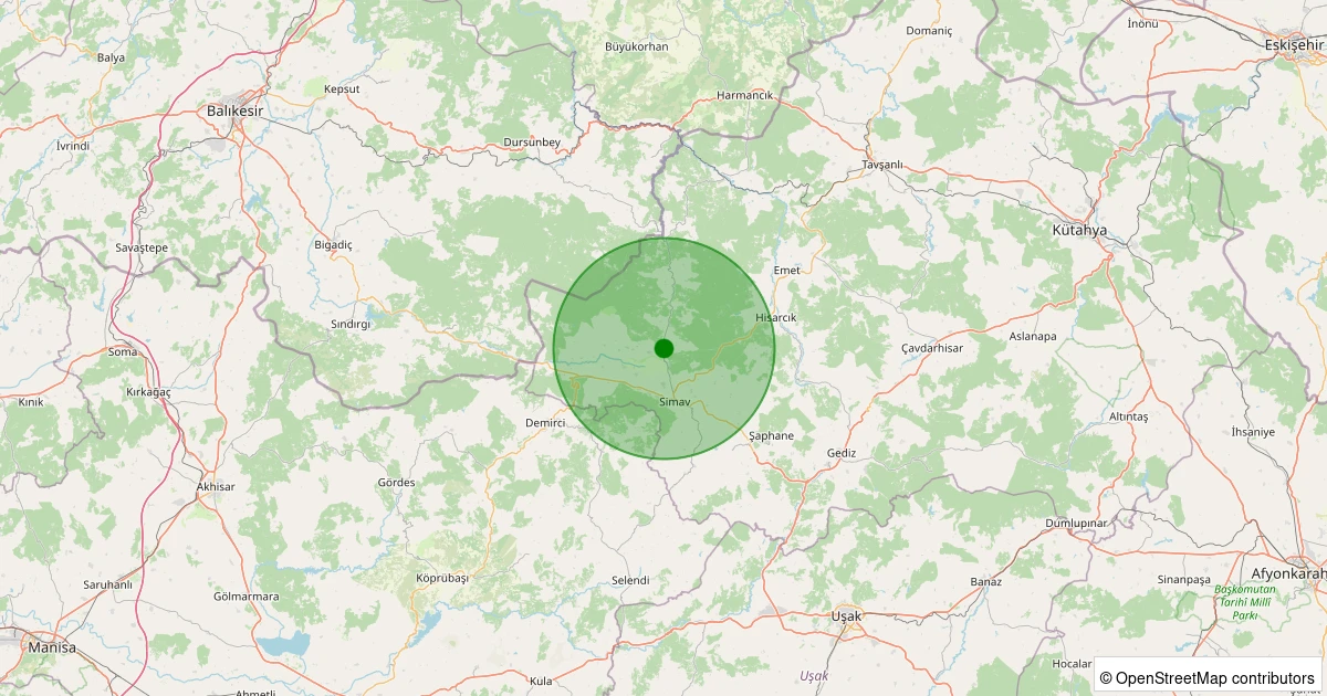 03 Aralık 2025 saat 21:18 - Simav - Hamzabey - 1.00ML depreminin harita gösterimi