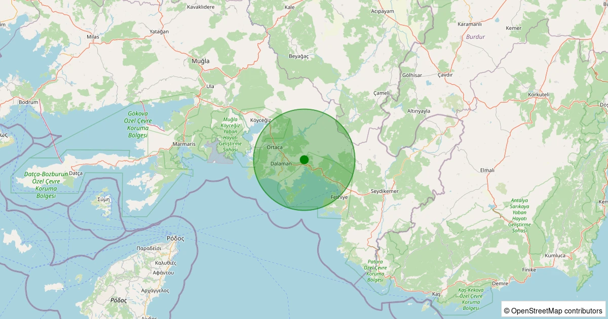 03 Aralık 2025 saat 21:42 - Dalaman - Kayadibi - 1.60ml depreminin harita gösterimi