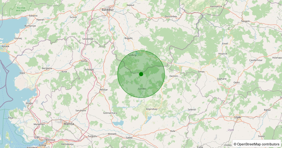 03 Aralık 2025 saat 22:49 - Gördes - 2.00ML depreminin harita gösterimi