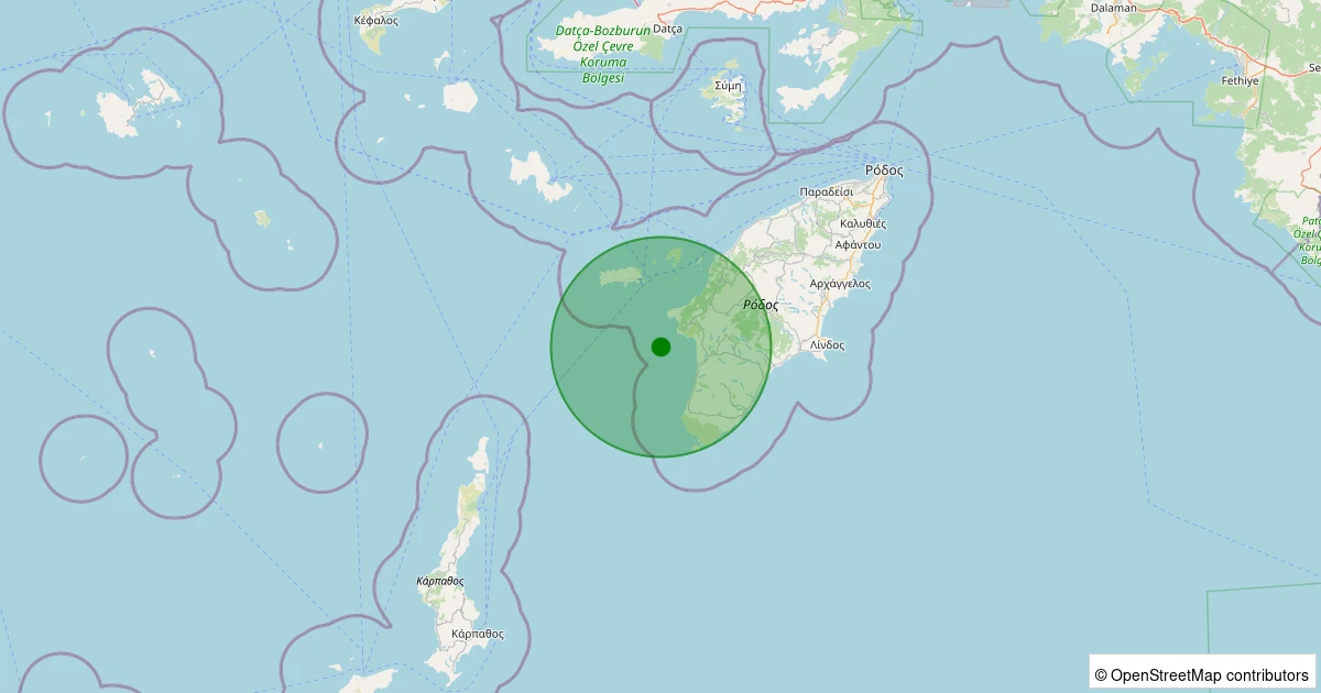 03 Aralık 2025 saat 22:50 - RODOS - 2.60ml depreminin harita gösterimi