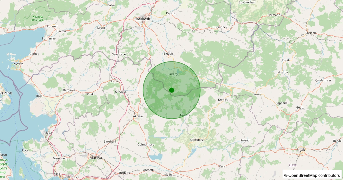 04 Aralık 2025 saat 01:01 - Sındırgı - Kınık - 1.00ML depreminin harita gösterimi