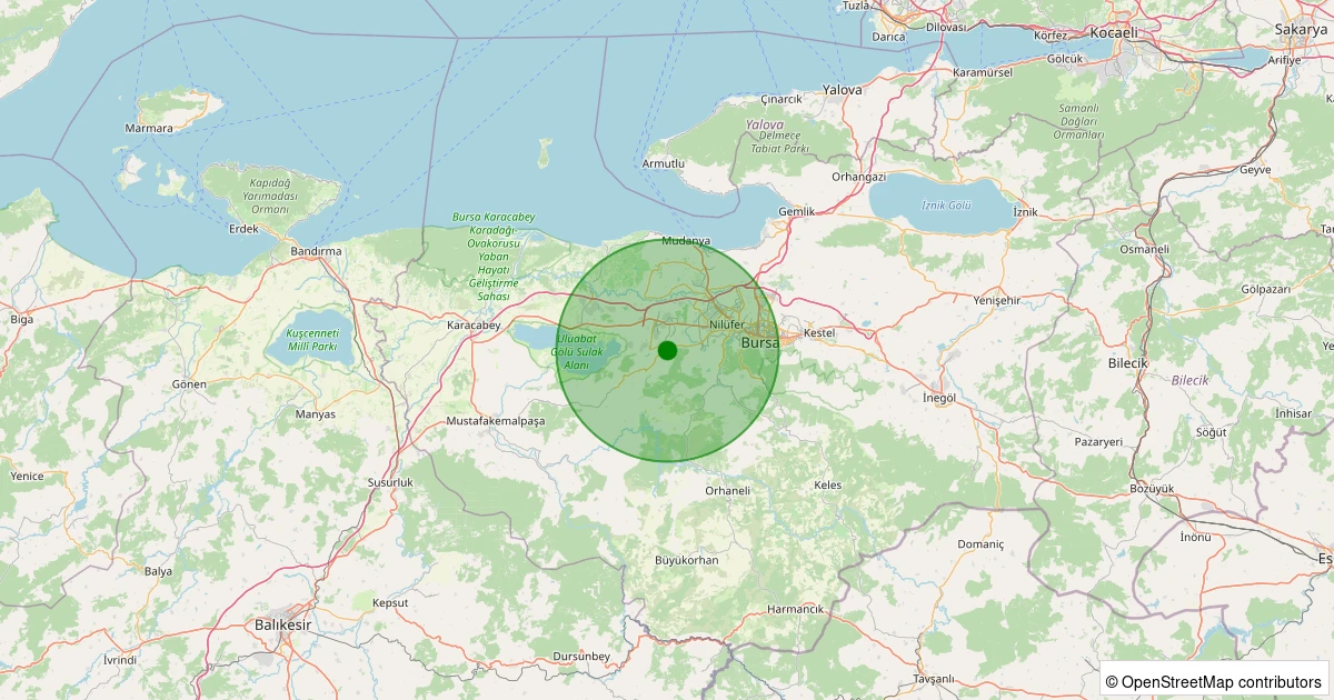 04 Aralık 2025 saat 01:39 - Nilüfer - Kayapa/Zafer - 1.40ml depreminin harita gösterimi