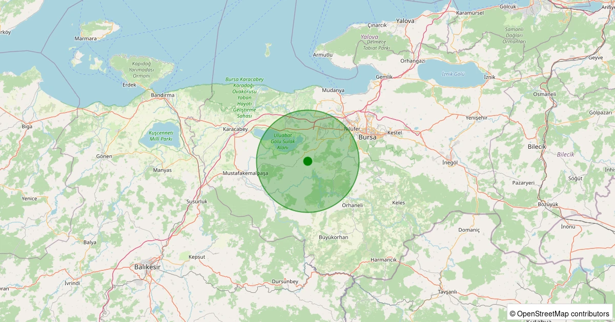 04 Aralık 2025 saat 01:39 - Nilüfer - Korubaşı - 1.20ML depreminin harita gösterimi
