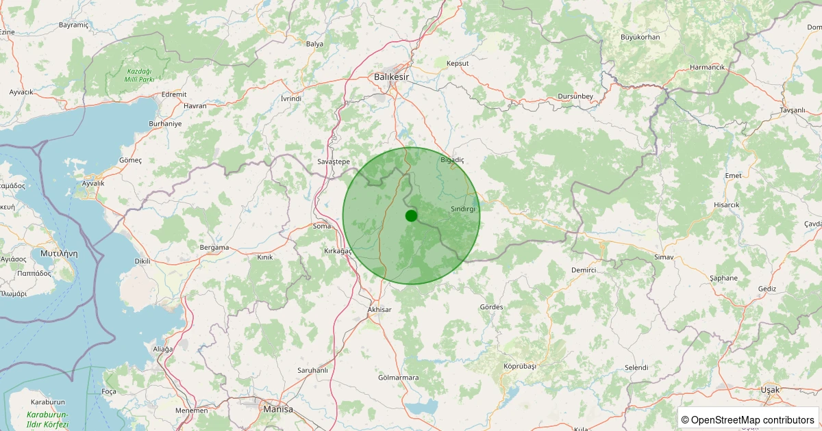 04 Aralık 2025 saat 02:53 - Kırkağaç - Hacet - 1.50ml depreminin harita gösterimi