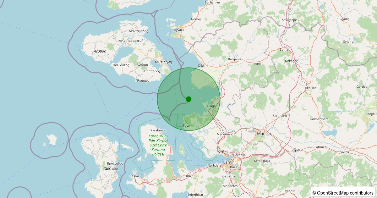 04 Aralık 2025 saat 04:05 - Ege Denizi - [12.10 km] Dikili (İzmir) - 2.10ML depreminin harita gösterimi