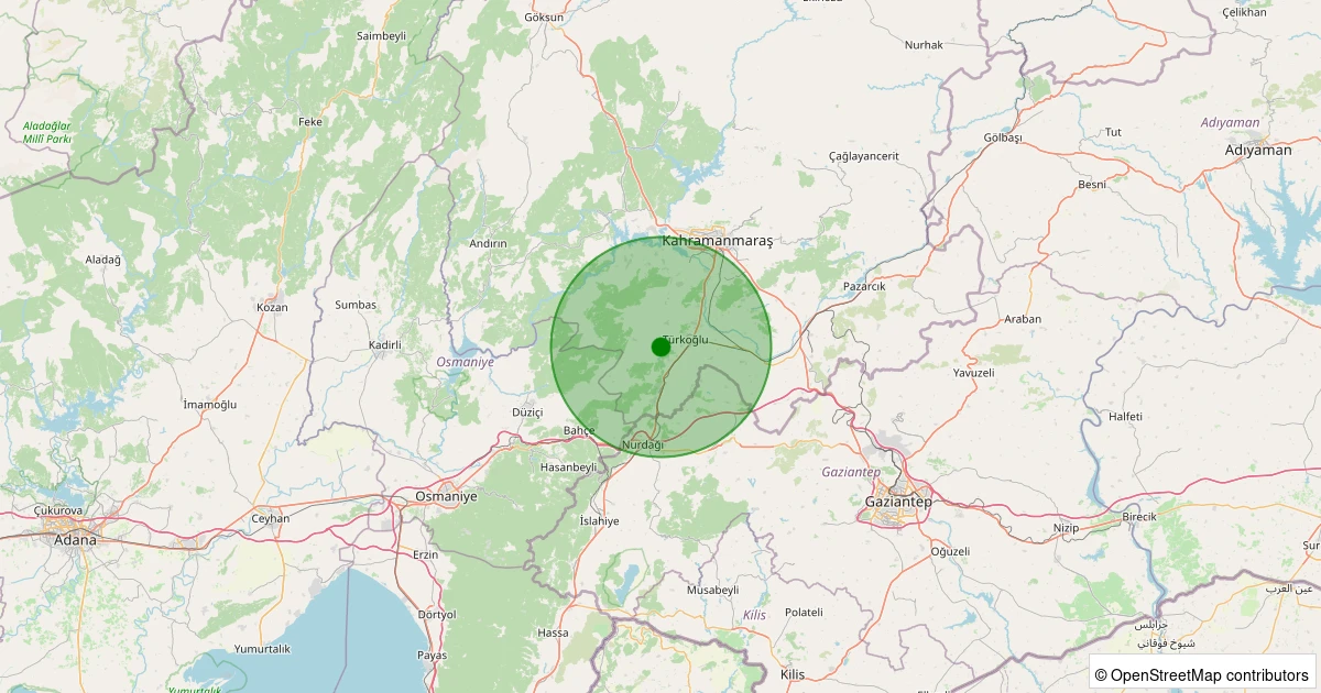 04 Aralık 2025 saat 04:08 - Türkoğlu - Küçükimalı - 1.30ML depreminin harita gösterimi