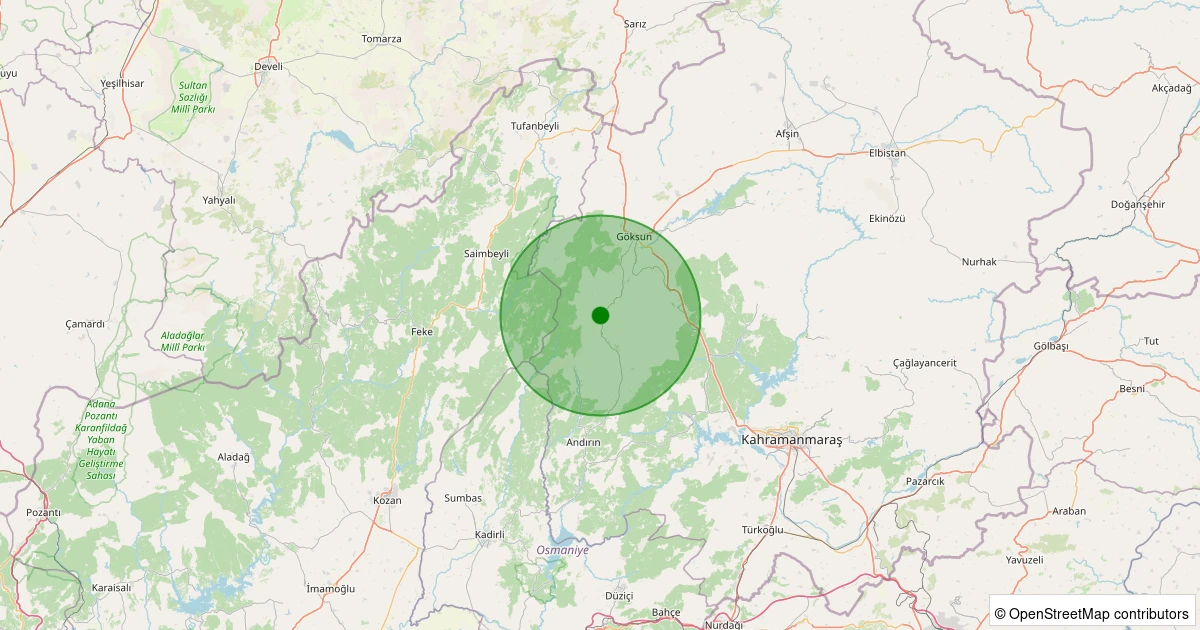 04 Aralık 2025 saat 03:50 - Göksun - Küçükçamurlu - 1.40ml depreminin harita gösterimi