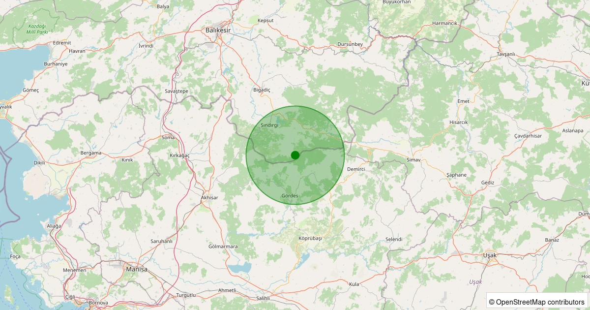04 Aralık 2025 saat 04:30 - Sındırgı - Yüreğil/Merkez - 0.90ML depreminin harita gösterimi