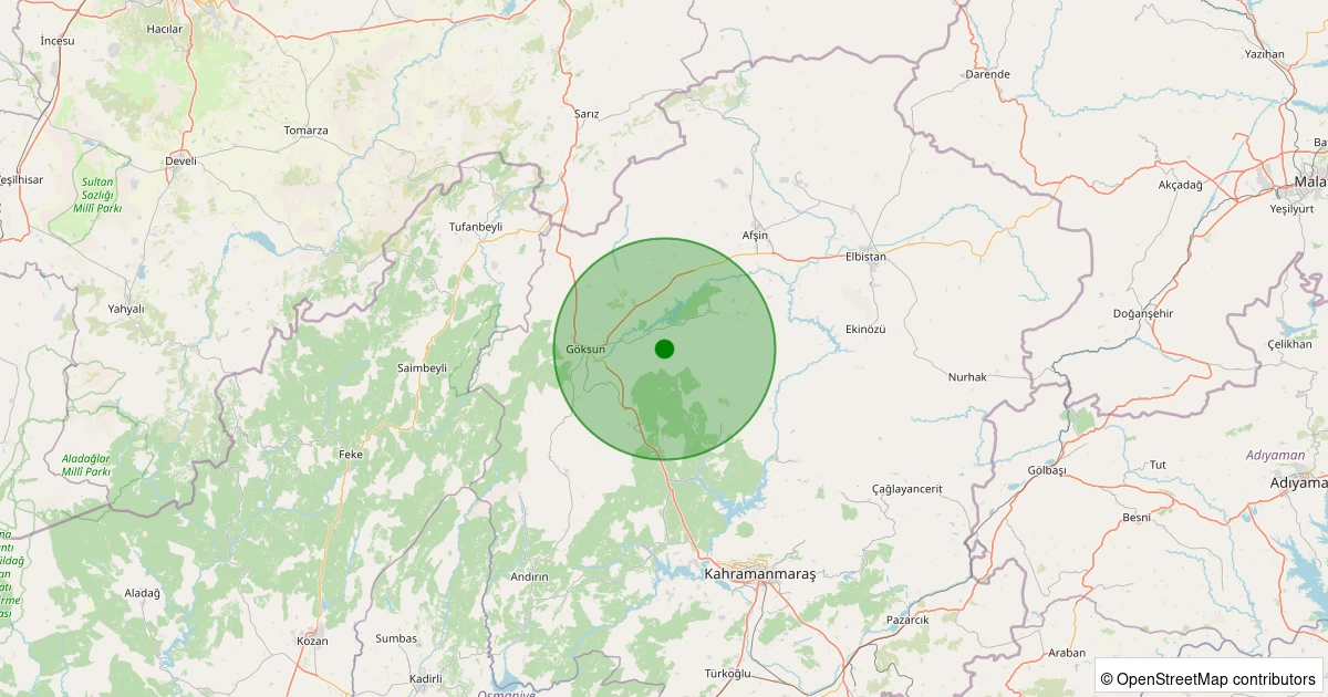 04 Aralık 2025 saat 05:38 - Göksun - Kızılöz - 1.30ml depreminin harita gösterimi