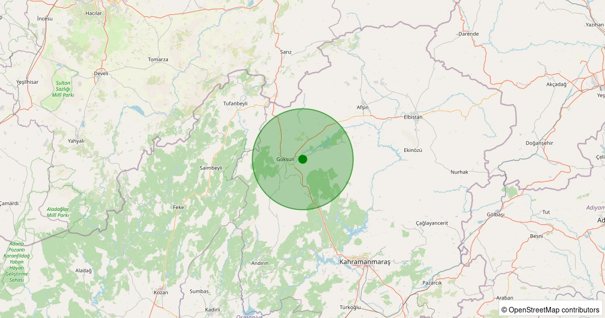 04 Aralık 2025 saat 05:38 - Göksun - 1.40ML depreminin harita gösterimi