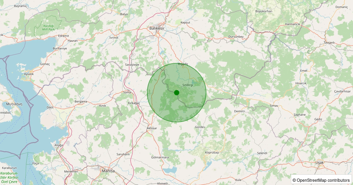 04 Aralık 2025 saat 10:30 - Sındırgı - Kertil - 1.50ml depreminin harita gösterimi