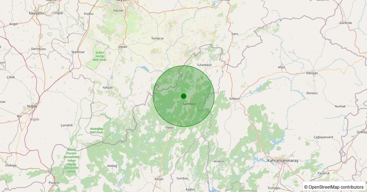 04 Aralık 2025 saat 10:34 - Saimbeyli - Kandilli - 1.70ML depreminin harita gösterimi