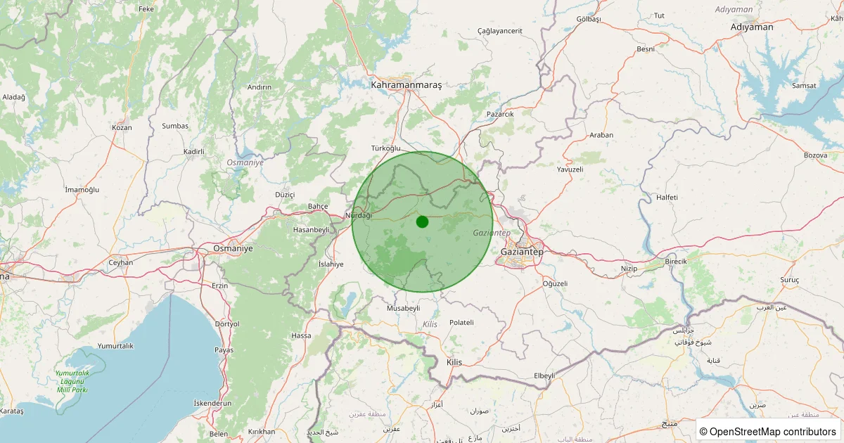 13 Ekim 2025 saat 04:13 - Şehitkamil - Atalar - 1.60ml depreminin harita gösterimi