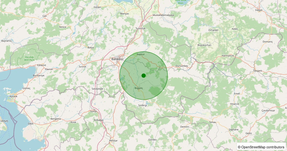 04 Aralık 2025 saat 11:54 - Bigadiç - İskele - 1.50ML depreminin harita gösterimi