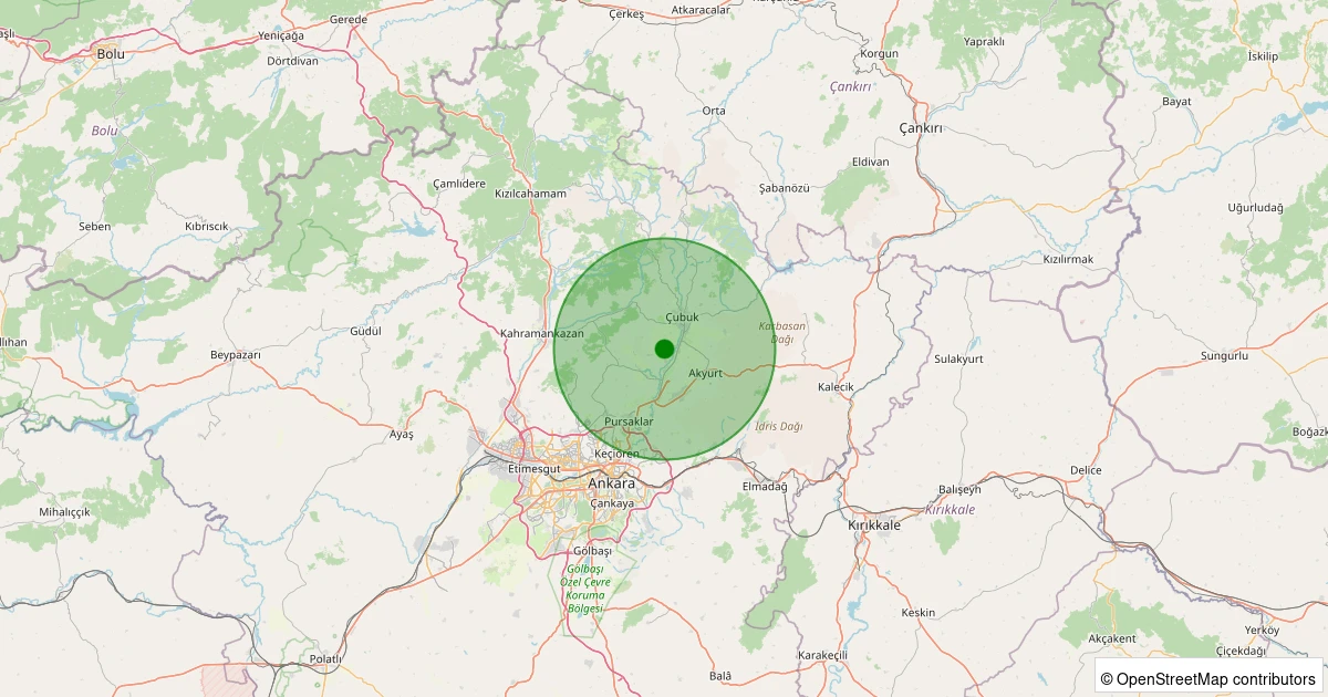 04 Aralık 2025 saat 12:22 - Çubuk - Yazır - 1.40ml depreminin harita gösterimi
