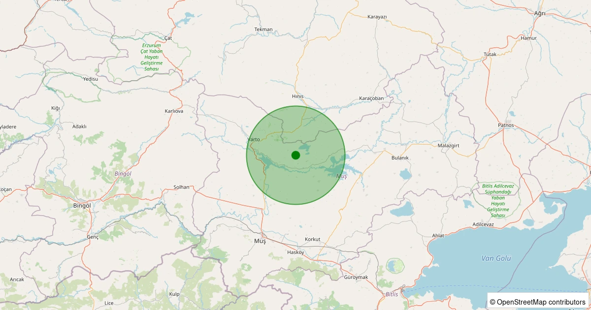 04 Aralık 2025 saat 12:17 - Varto - Karaköy Köyü - 2.40ML depreminin harita gösterimi
