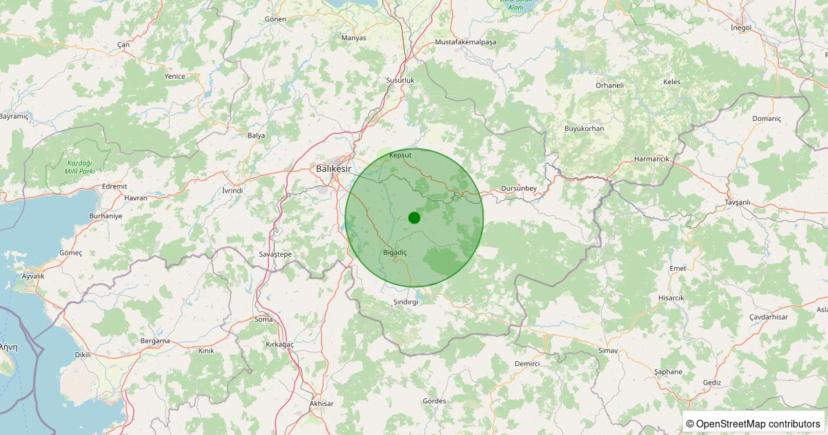 04 Aralık 2025 saat 11:54 - Bigadiç - Beğendikler - 1.60ml depreminin harita gösterimi