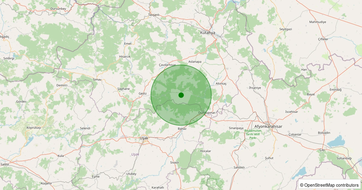 04 Aralık 2025 saat 13:58 - Gediz - Çukurören Köyü - 1.10ML depreminin harita gösterimi