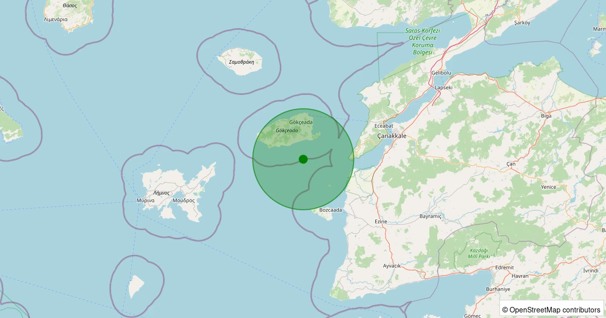 04 Aralık 2025 saat 13:50 - ESELEK-GOKCEADA - 1.80ml depreminin harita gösterimi