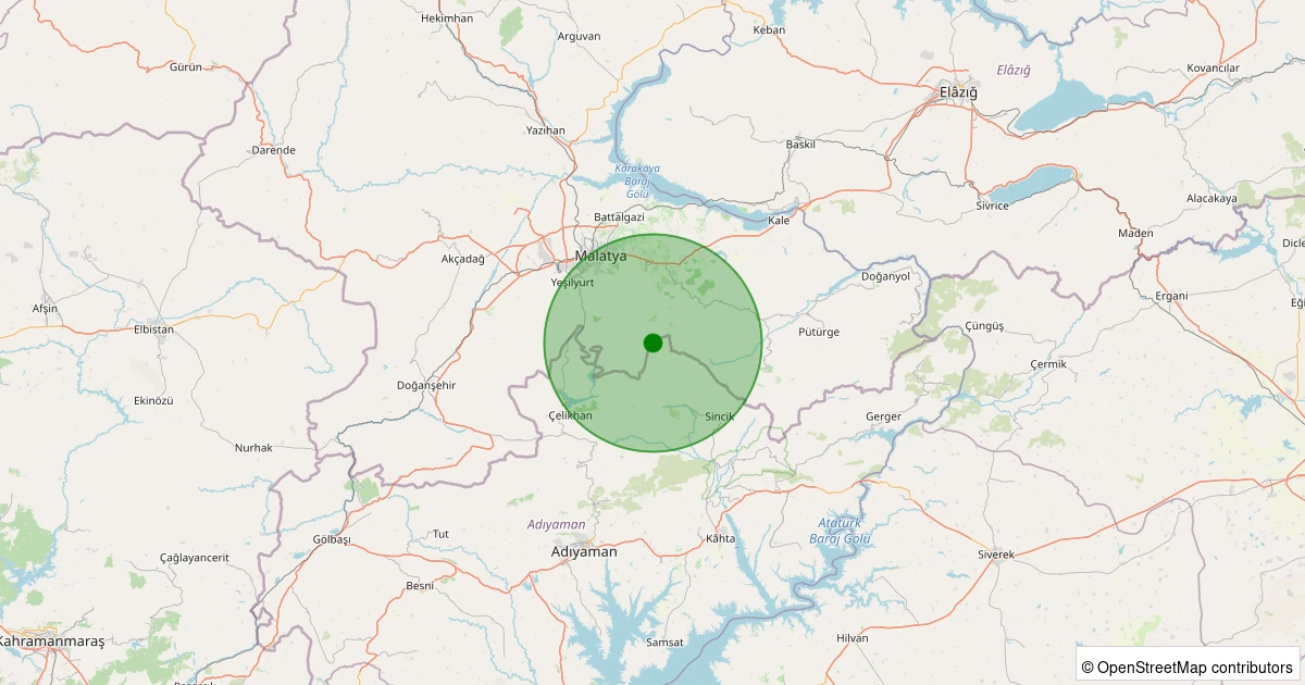 04 Aralık 2025 saat 14:45 - Sincik - Aksu Köyü - 1.00ml depreminin harita gösterimi