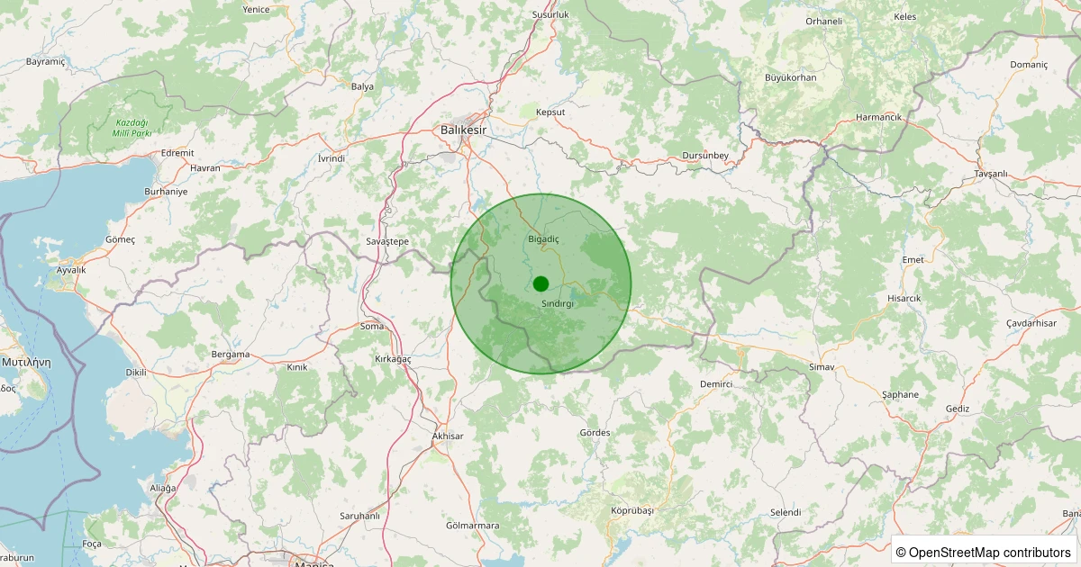 04 Aralık 2025 saat 16:13 - Sındırgı - Karaağaç - 1.20ml depreminin harita gösterimi
