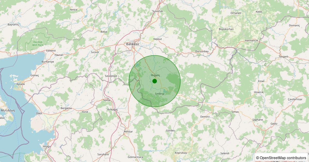 04 Aralık 2025 saat 16:05 - Bigadiç - Kayalıdere - 0.80ML depreminin harita gösterimi