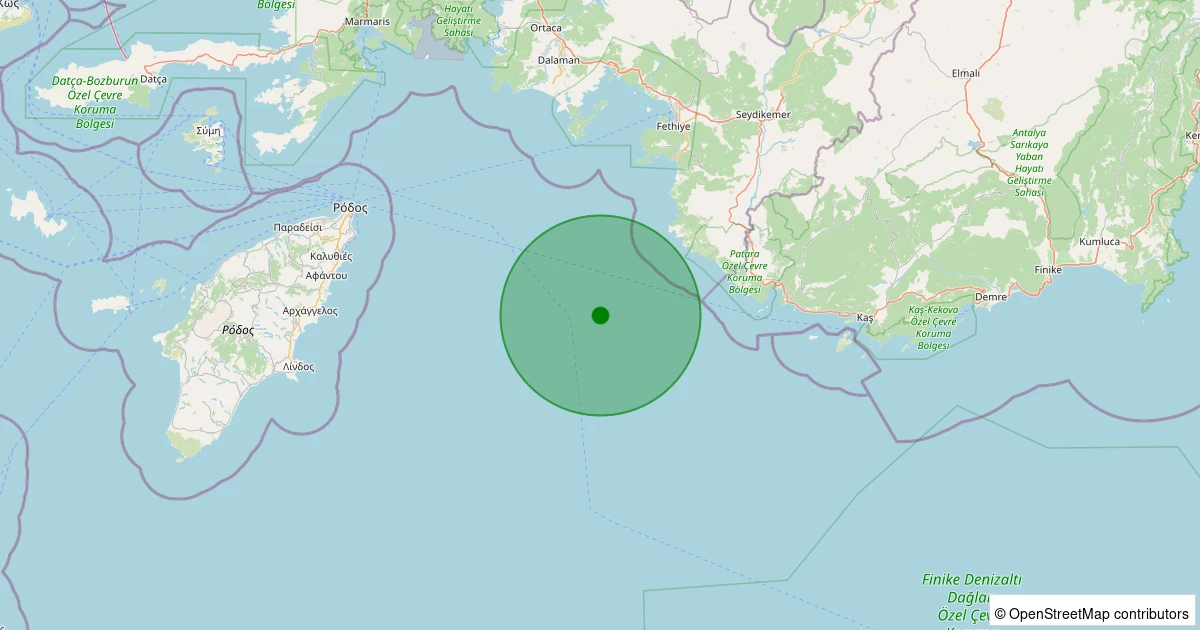 04 Aralık 2025 saat 16:15 - Akdeniz - [34.09 km] Seydikemer (Muğla) - 1.30ML depreminin harita gösterimi