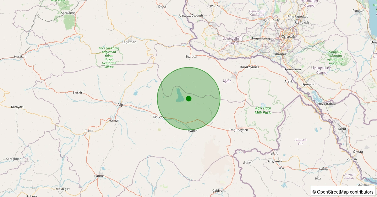 04 Aralık 2025 saat 18:12 - Doğubayazıt - Sarıbıyık Köyü - 1.40ML depreminin harita gösterimi