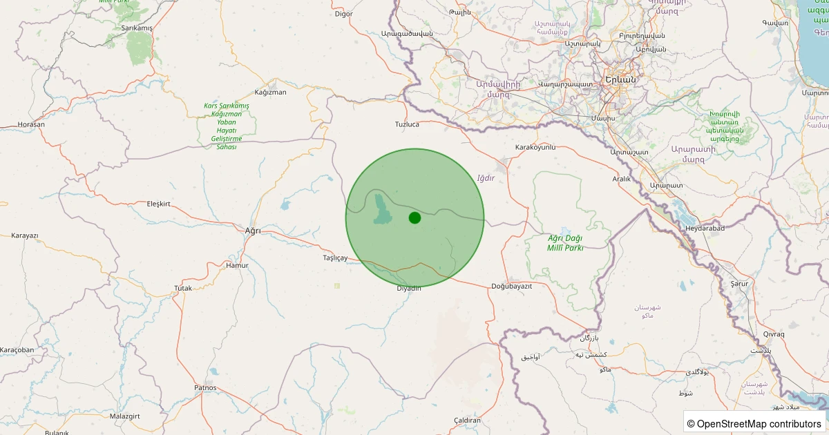 04 Aralık 2025 saat 18:12 - Doğubayazıt - Eskisu Köyü - 1.60ml depreminin harita gösterimi